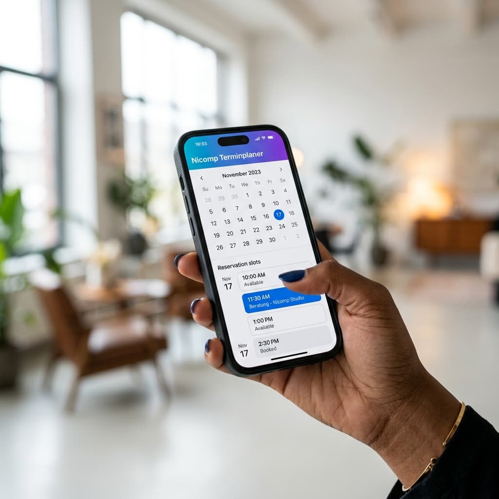Nicomp Terminplaner mobile Ansicht auf einem Smartphone